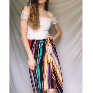Rainbow Striped Silk Skirt